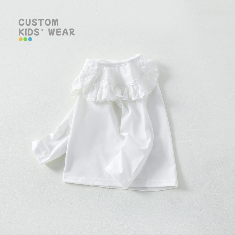 女童娃娃领T恤上衣春秋新款白色翻领儿童打底衫婴儿宝宝长袖公主