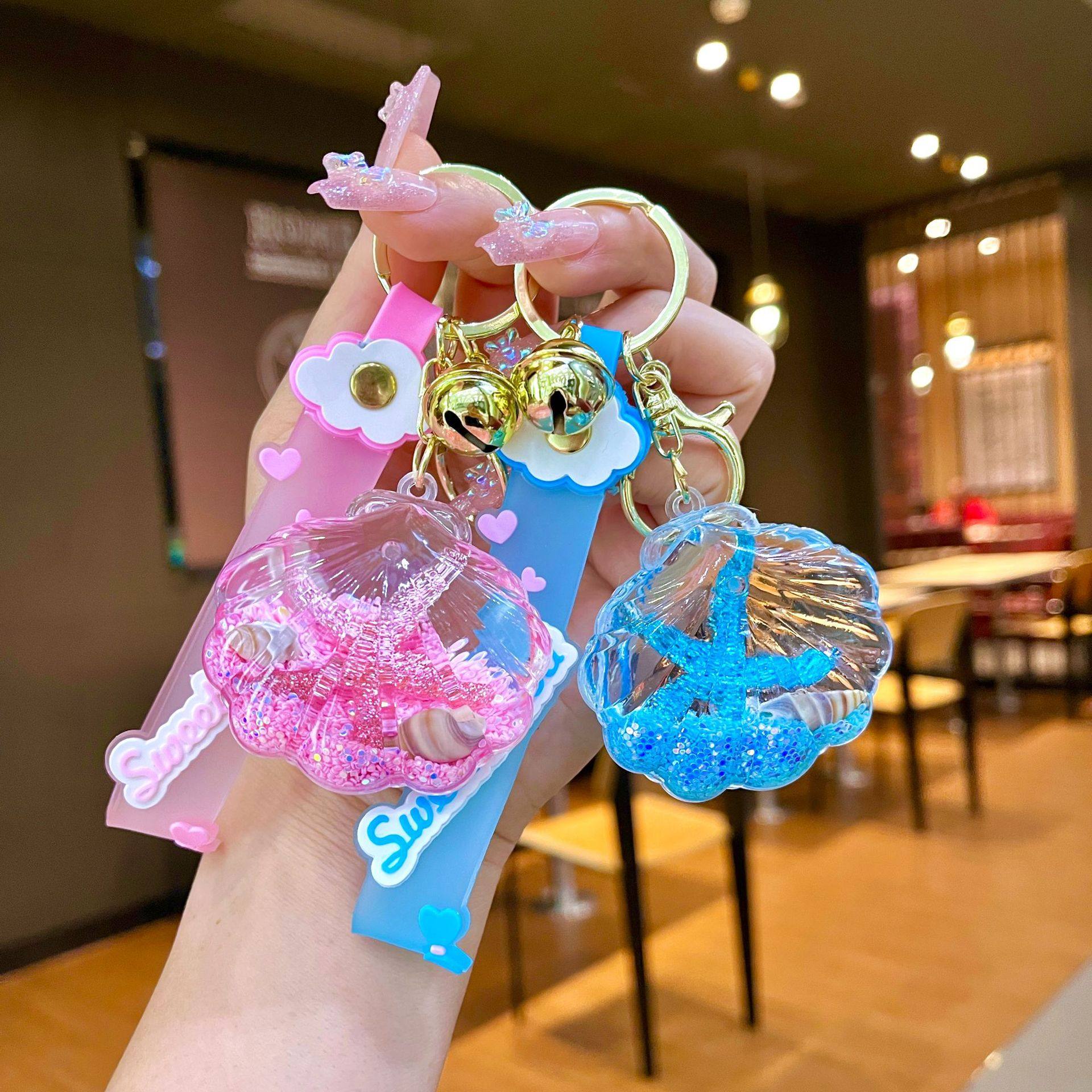 海底世界入油贝壳钥匙扣海螺挂件海星造型流沙可爱学生书包挂饰,节庆用品/礼品,钥匙扣,淘宝优惠券,粉丝福利购,淘宝优惠卷