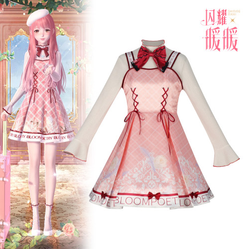 闪耀暖暖cos服诗意绽放cos游戏漫展C服显瘦洛丽塔 粉色连衣裙全套