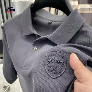 2024夏季 t恤ins潮流休闲宽松上衣服穿 潮牌polo衫 男纯棉翻领短袖