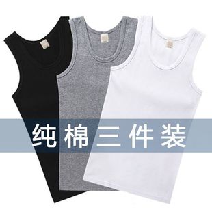 100純色夏季 背心中青老年緊身彈力打底修身 純棉運動健身汗衫 男士