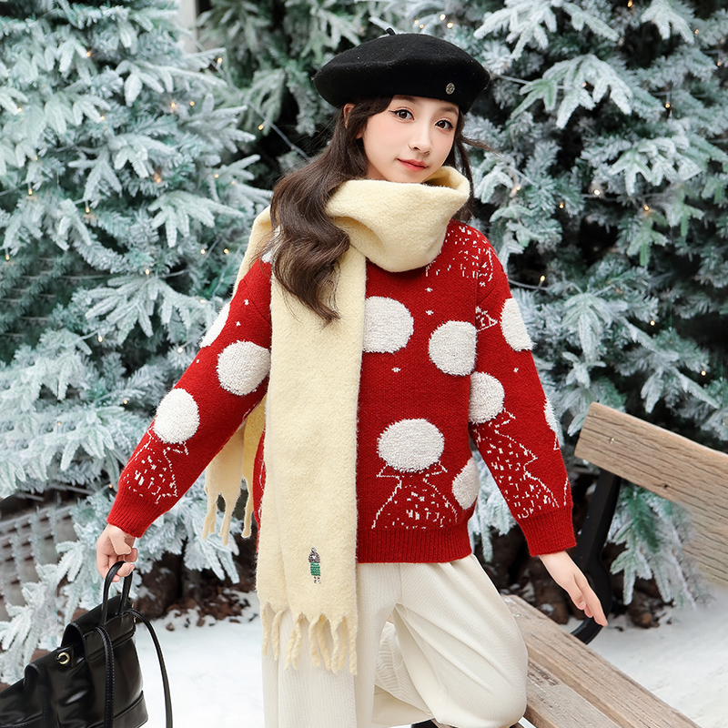 2025新圣诞风圆领毛衣