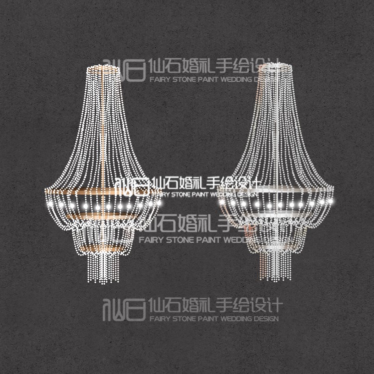 c275欧式水晶灯婚礼手绘道具素材psd文件