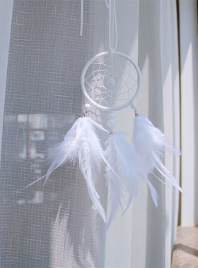 捕梦网 diy材料包 母贝壳 手工车饰挂饰 梦幻白色羽毛 礼物礼盒装