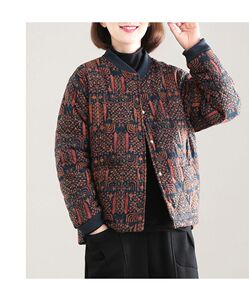 棉服女2022秋冬新款宽松显瘦民族风棉衣女休闲保暖立领夹棉外套