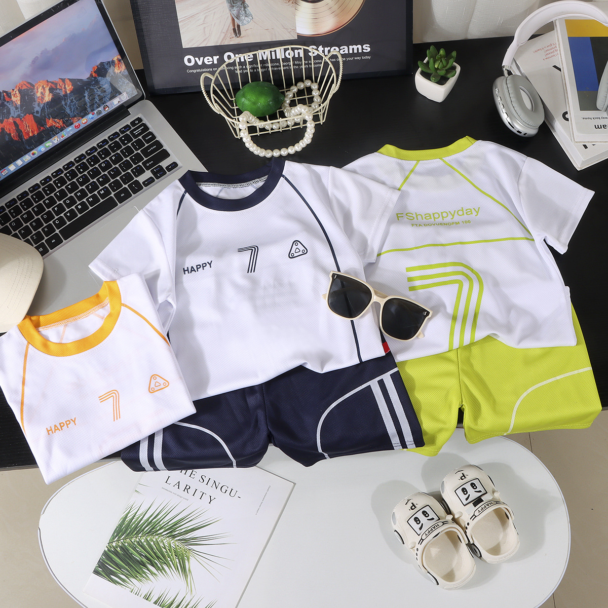 男童套装夏薄款运动服中大童男孩夏季帅气短袖裤球衣两件套速干t