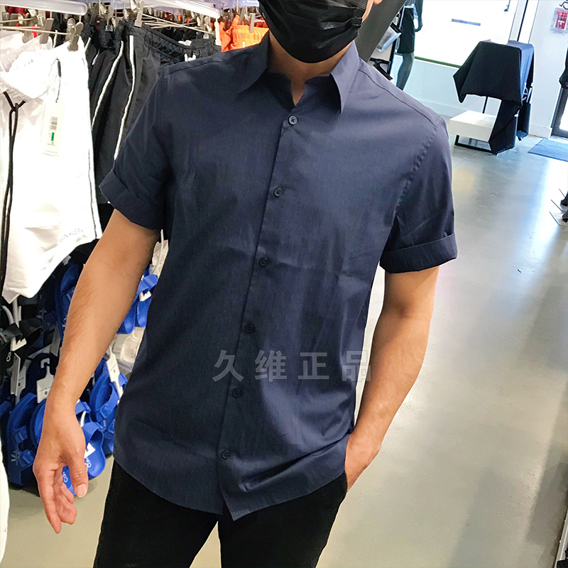 CK Calvin Klein夏季新款男士上班商务休闲舒适纯棉短袖衬衫微弹-封面