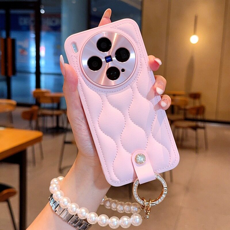 适用vivox300手机壳x300ultra小香风素皮vivo300pro斜挎背带x300s挂绳vivix珍珠手链por时尚uitra皮革vox女款