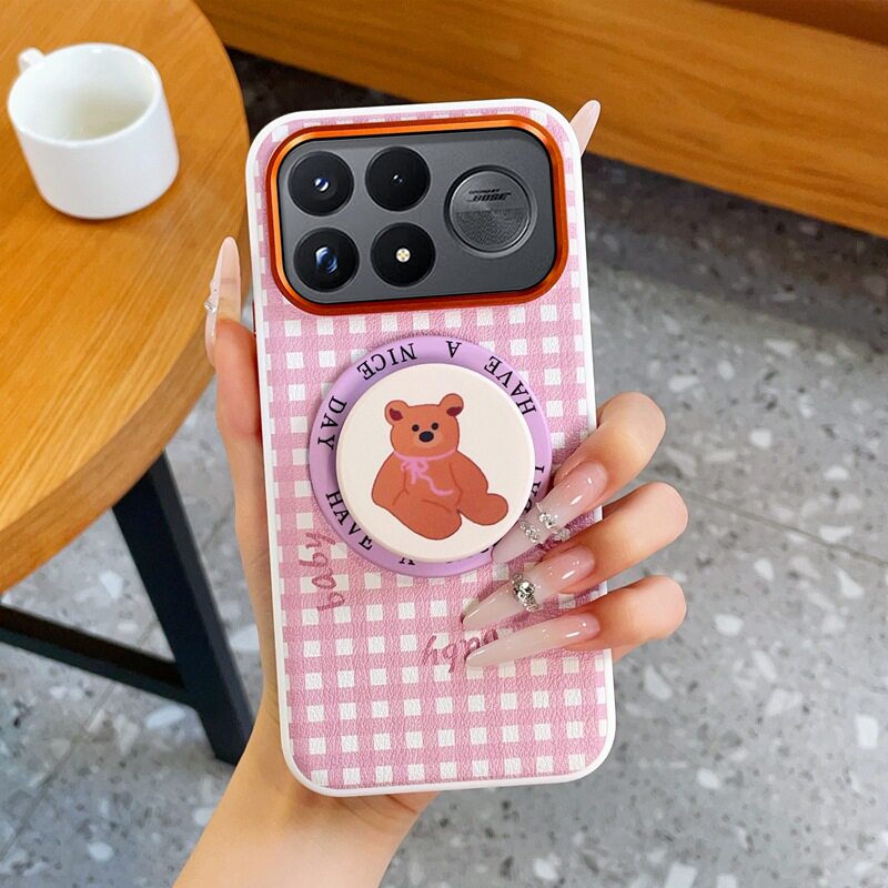 适用小米pocof9pro手机壳poco f9ultra小清新可爱xiaomi格纹p0c0f9u素皮保护壳por超薄uitra磁吸气囊支架case