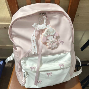 时尚 学生书包可爱初中少女蝴蝶结双肩包百搭大学生简约高颜值背包