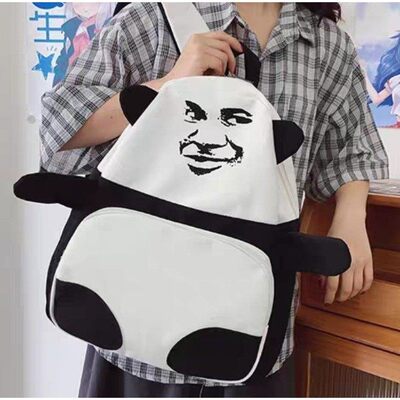 网红恶搞熊猫金馆长表情书包男女学生潮个性搞怪丑萌沙雕双肩背包