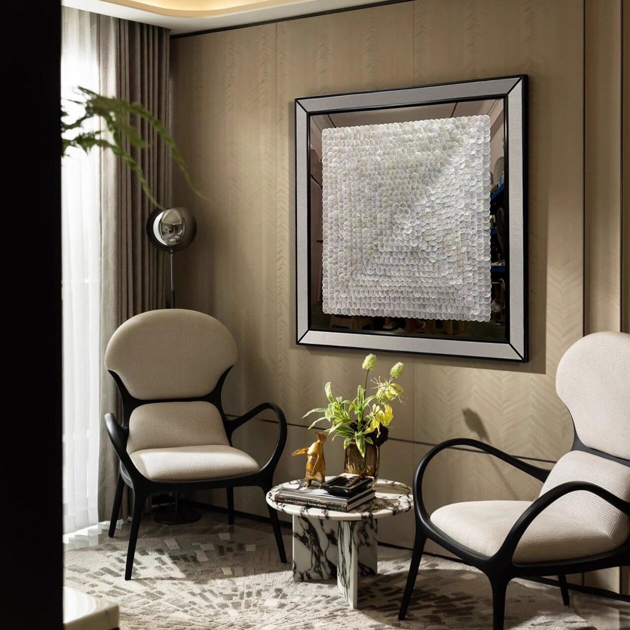 高档实物真贝壳片镜面装饰画酒店样板间挂画餐厅店铺民宿装饰画