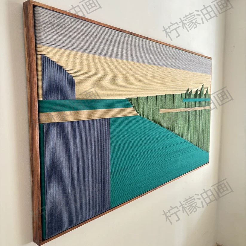 高档绳线编织艺术装饰画简约手工艺术立体装饰画民宿酒店挂画图片