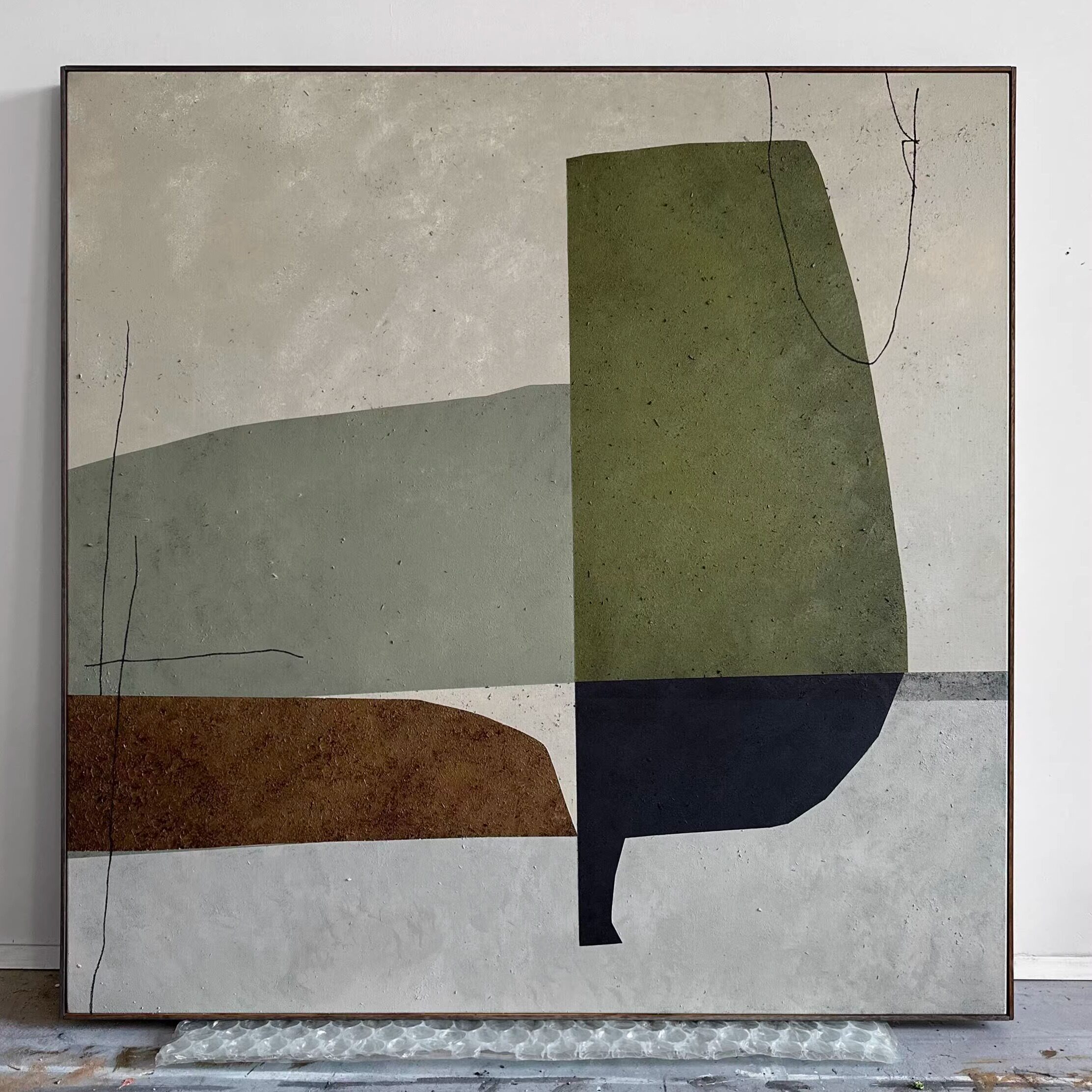 现代轻奢北欧客厅手绘肌理抽象艺术画简约样板间民宿客厅玄关挂画