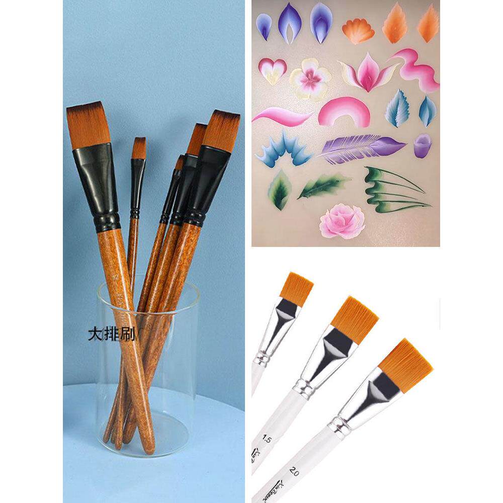 人体彩绘专业画笔舞台妆面部脸彩水粉油彩勾线条压花笔平峰排笔刷