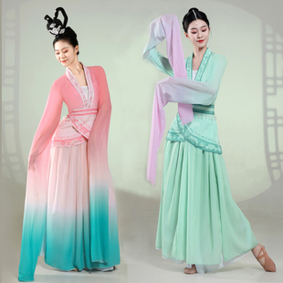 舞台演出服飘逸 采薇踏春行汉唐鼓舞演出服惊鸿舞水袖 水袖 舞蹈服装