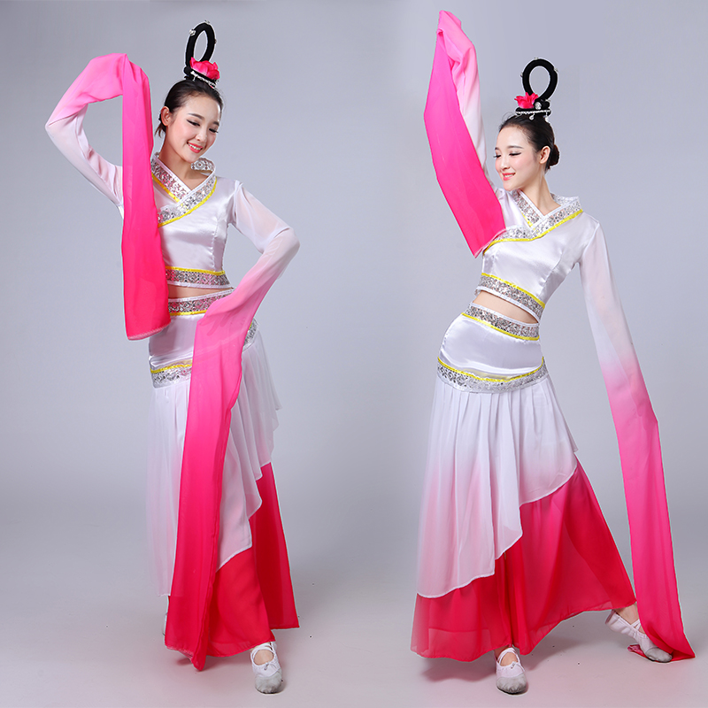 2016新款玉人舞古典舞蹈服裝/舞臺表演出服 女采薇水袖 舞臺飛天