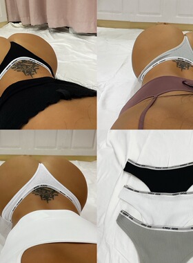 LA PINKY高腰Tback丁字裤女运动健身性感欧美大码内裤纯棉裆无痕