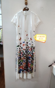 白色印花旗袍休闲简约显瘦连衣裙 92胸 咨询库存下单