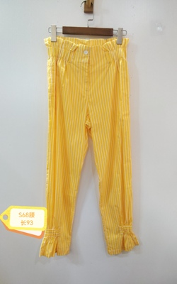黄色条纹简约小脚裤休闲裤 咨询库存下单 68腰