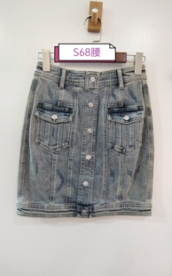 蓝色牛仔包裙简约半身裙 咨询库存下单 68腰