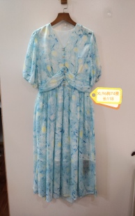 蓝色印花休闲简约连衣裙 96胸 咨询库存下单