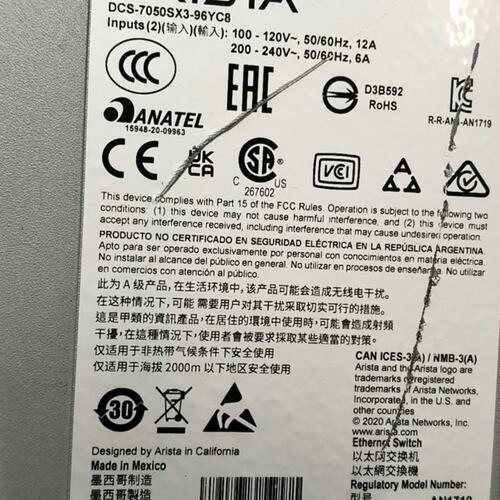 ta交换机DCS-7050SX3-96YC8DCS-7050SX3-48YC8DCS-7050SX3-48YC12