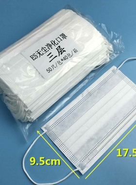 一次性口罩无尘车间专用ES纸防尘防护白色双层三层光滑不掉毛50只