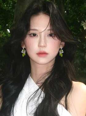 夏日青提显白绿色葡萄串耳环女森系清新流苏耳钉小众高级感耳饰