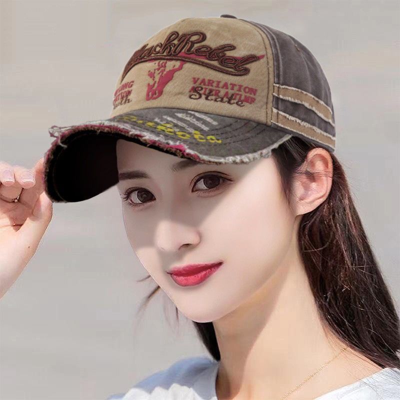 帽子女夏季防晒鸭舌帽户外骑行可调节字母刺绣棒球帽春秋2023新款