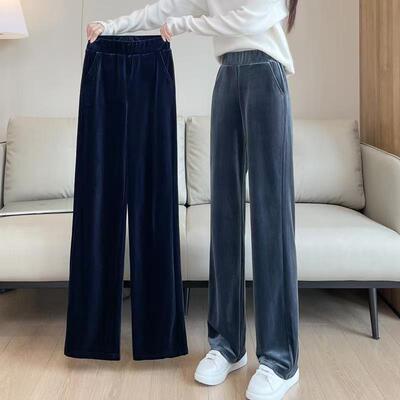 金丝绒窄版阔腿裤女春秋冬新款