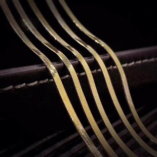 滑雪公主谷爱玲同款 18K黄金扁蛇骨项链玫瑰金750超亮锁骨链颈饰女