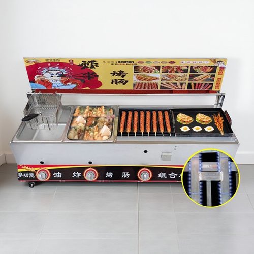 商用路边摆摊燃煤气油炸锅脆皮烤肠淀粉香肠机热狗关东煮夜市网红