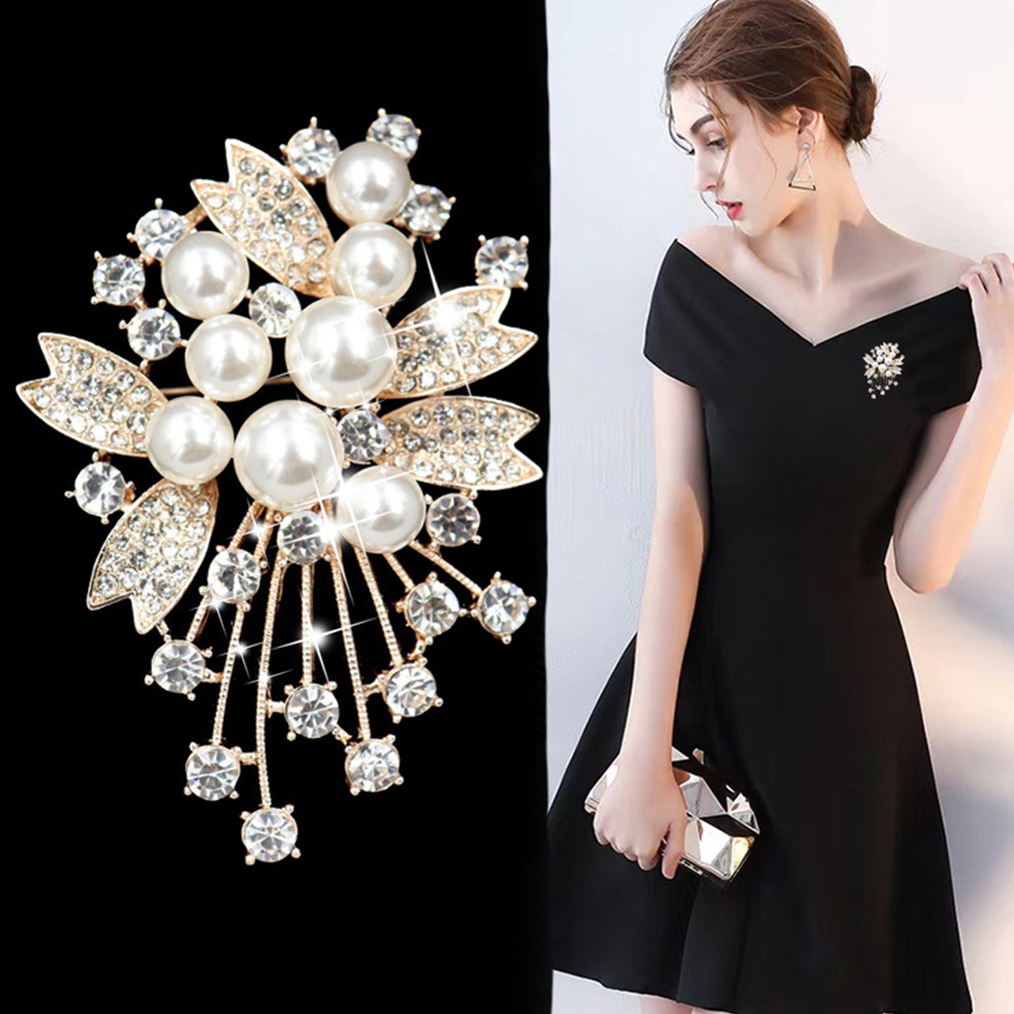 胸花胸针高档 女奢华百搭大气别针配饰奢华百搭珍珠大衣西装新款