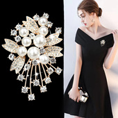 新款 胸花胸针高档 女奢华百搭大气别针配饰奢华百搭珍珠大衣西装