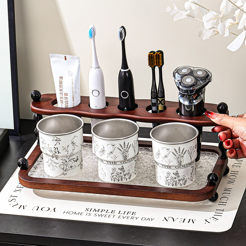 高级感电动牙刷置物架情侣复古家用洗漱台漱口杯刷牙杯牙具座套装,家庭/个人清洁工具,牙刷架/牙具座,淘宝优惠券,粉丝福利购,淘宝优惠卷