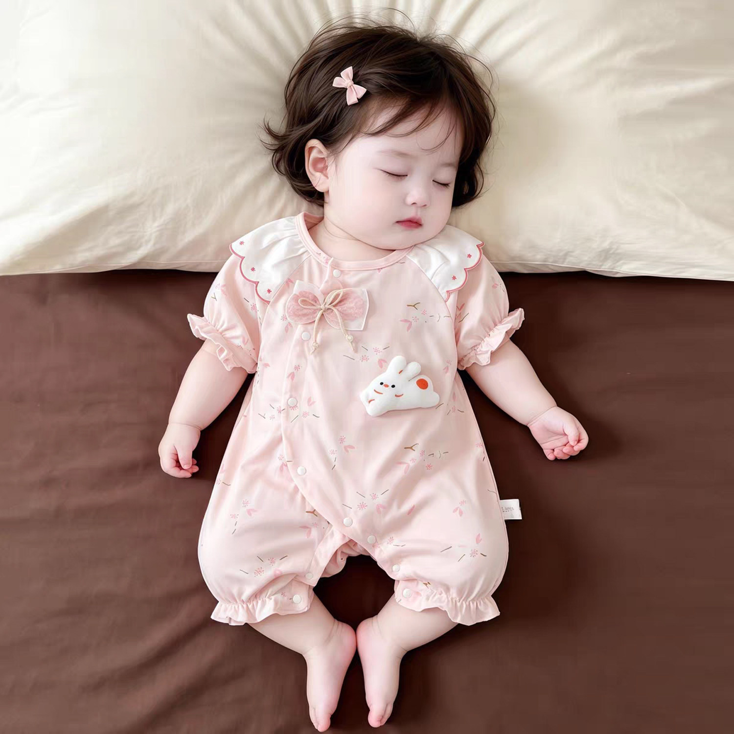 夏季薄款新生儿婴儿短袖连体衣服女宝宝超薄纯棉爬服半袖短裤哈衣