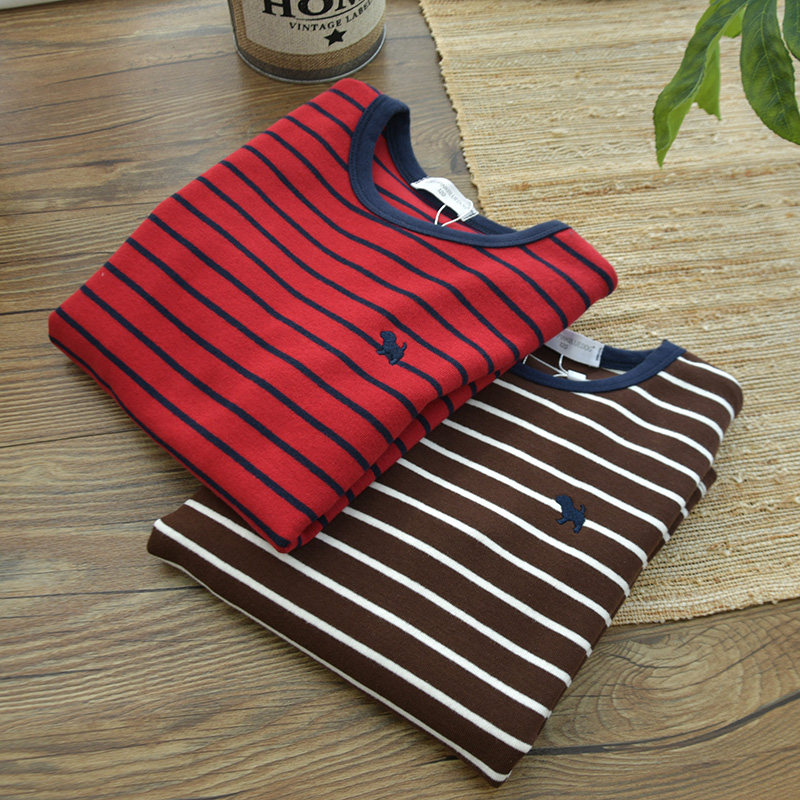 秋冬款男童女童磨毛中厚红色条纹纯棉儿童打底衫圆领长袖t恤,童装/婴儿装/亲子装,T恤,淘宝优惠券,粉丝福利购,淘宝优惠卷