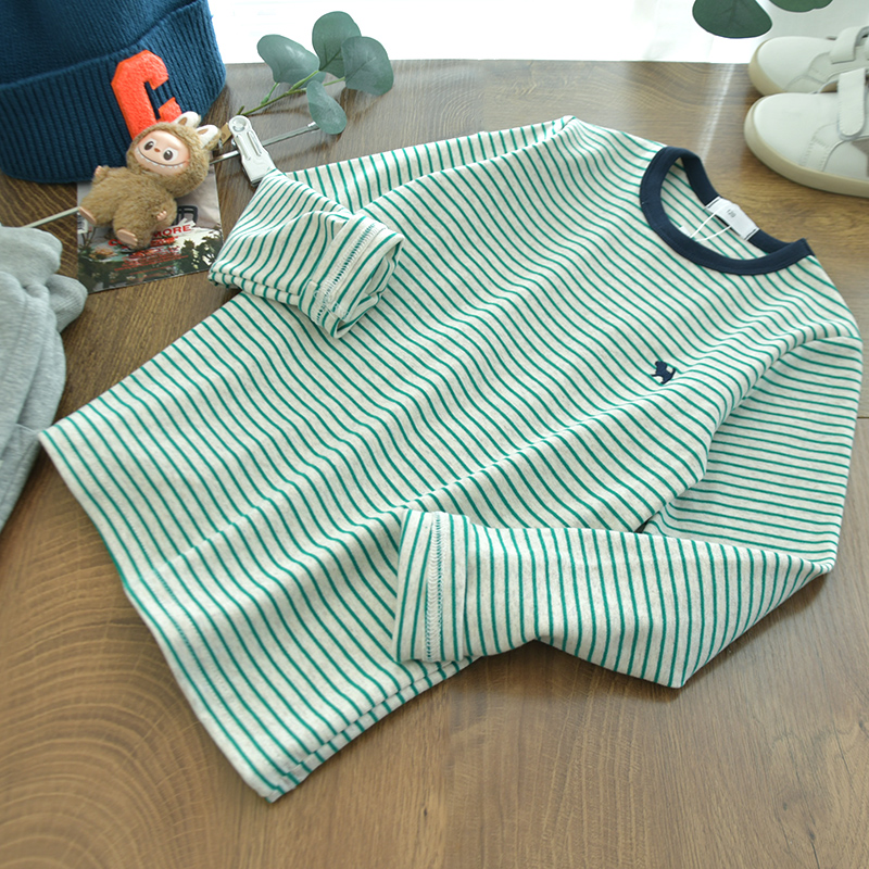 男女童圆领经典条纹加厚纯棉长袖