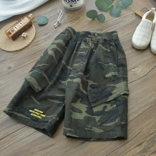 男童短裤夏季新款迷彩工装男孩儿童宽松洋气中裤五分裤130-180