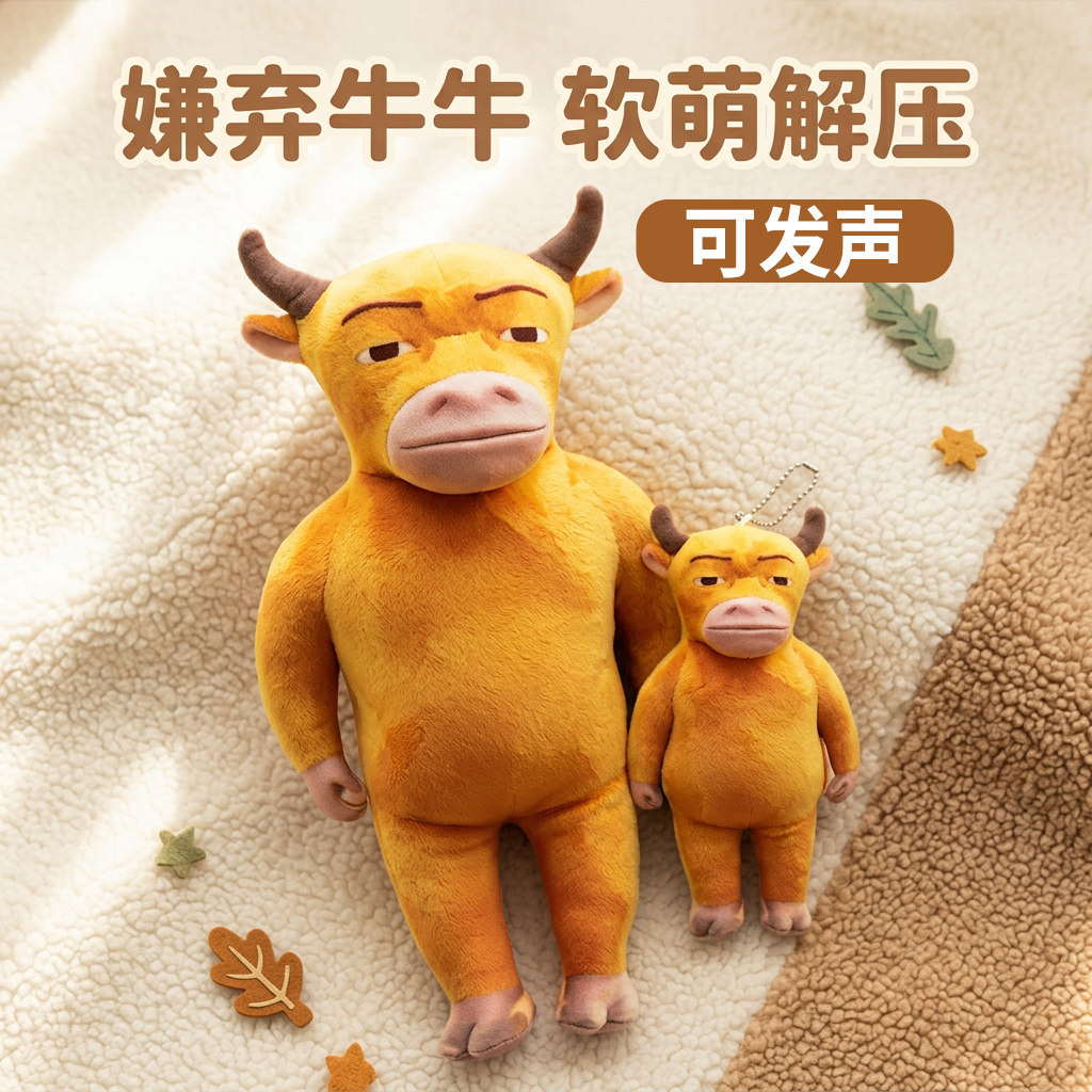 搞怪牛牛毛绒公仔玩偶创意表情包图片