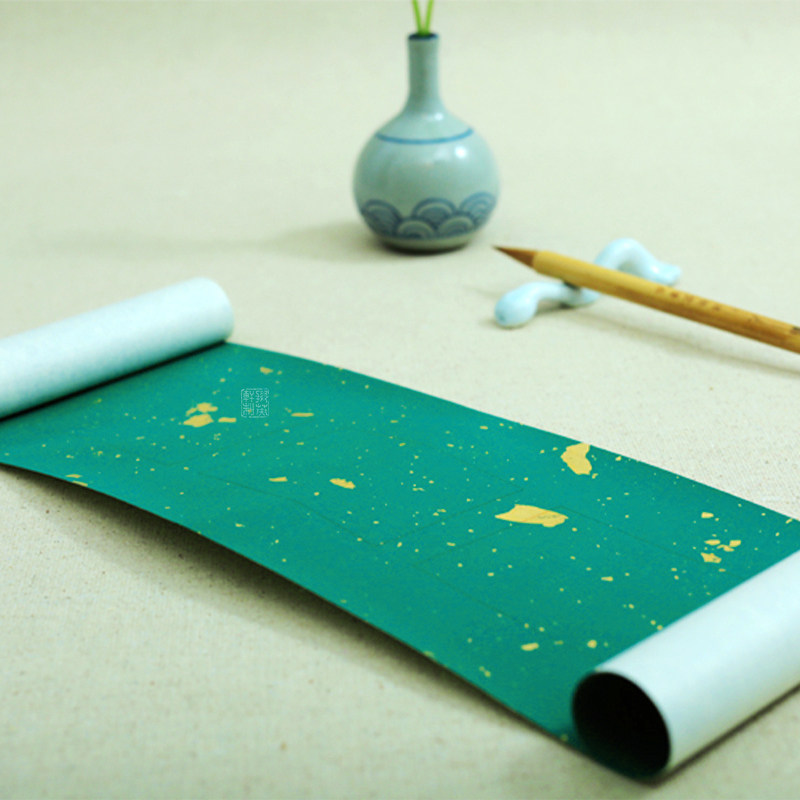 掇英轩 雪粟金粉蜡笺·七言格 文房书法创作手写空白对联宣纸包邮