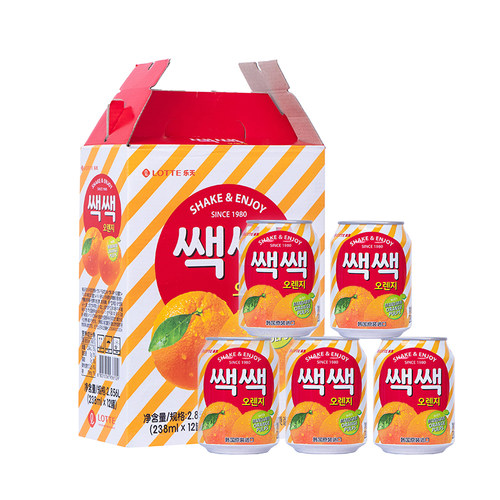乐天韩国进口饮料整箱12罐果汁