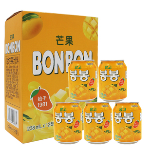 韩国原装 进口网红饮料整箱海太芒果果汁果肉粒238mIX12罐礼盒