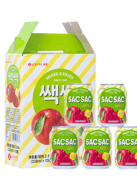原装韩国进口饮料整箱饮品 LOTTE乐天苹果汁238ml*12瓶 果味包邮