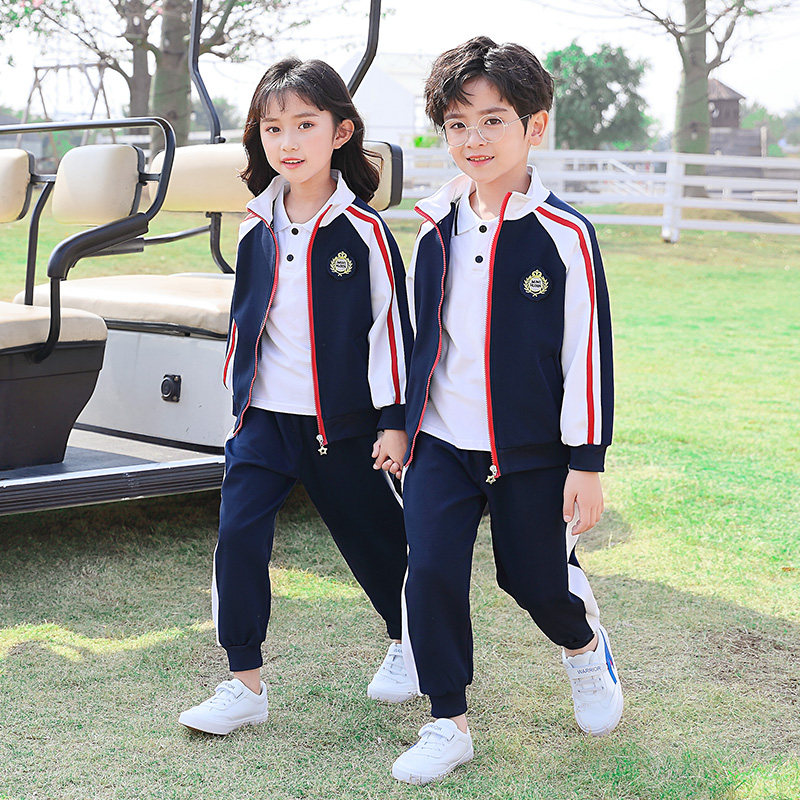CUSTOMIZED SCHOOL UNIFORMS FOR PRIMARY SCHOOL STUDENTS SPRING AND AUTUMN SPORTS SETS CLASS UNIFORMS CHILDRENS SUMMER KINDERGARTEN UNIFORMS SHORT-SLEEVED THREE-PIECE SETS