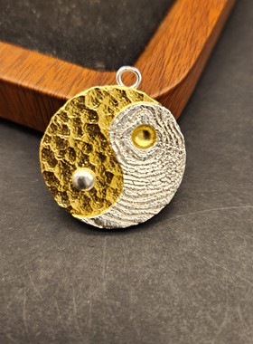 【太极八卦】吊坠项链纯银吊坠金银帅气民族银饰吊坠男女情侣项链