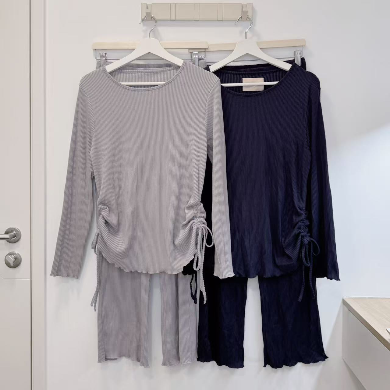 日本女性混纺套装荷叶边家居服