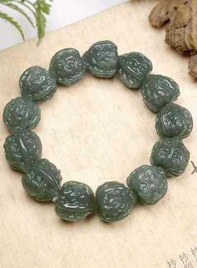 天然正品和田玉核桃手链