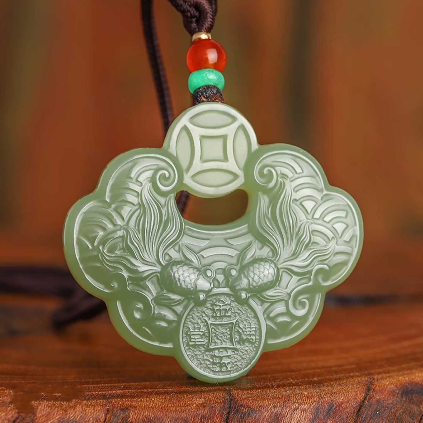 天然真品和田玉如意锁玉吊坠青白玉金玉满堂挂件男女款玉吊坠包邮